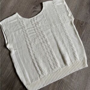 Vintage Cream Knit Sleeveless Sweater